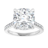 14K Gold Cushion Cut Solitaire Diamond Pavé Engagement Ring (1.00 ct)